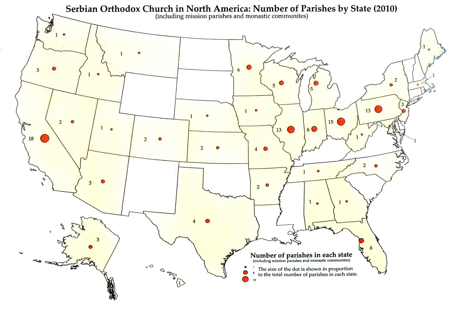 Number of Parishes by State (2010)