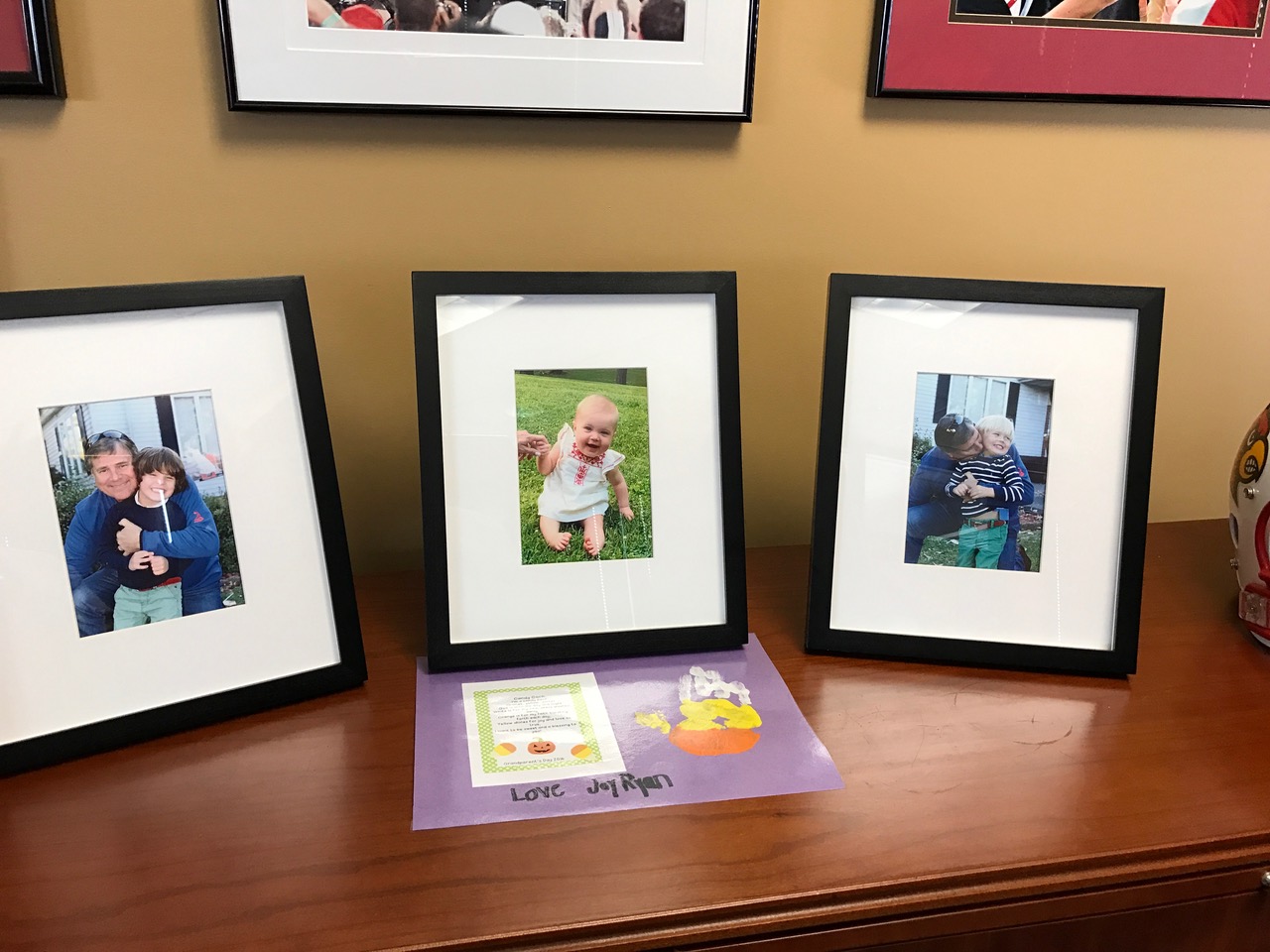 Pictures of the grandchildren in the place of honor