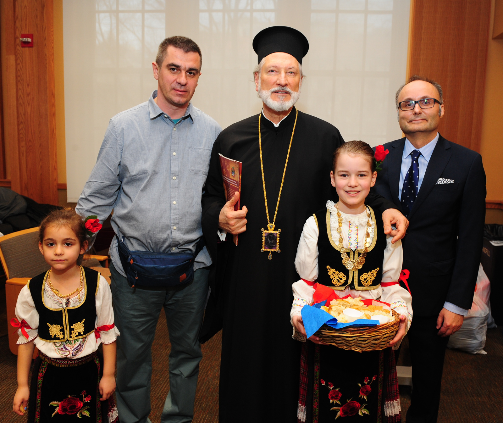 Zeljko Mirkovic, His Grace Bishop IRINEJ and Milos Rastovic with children