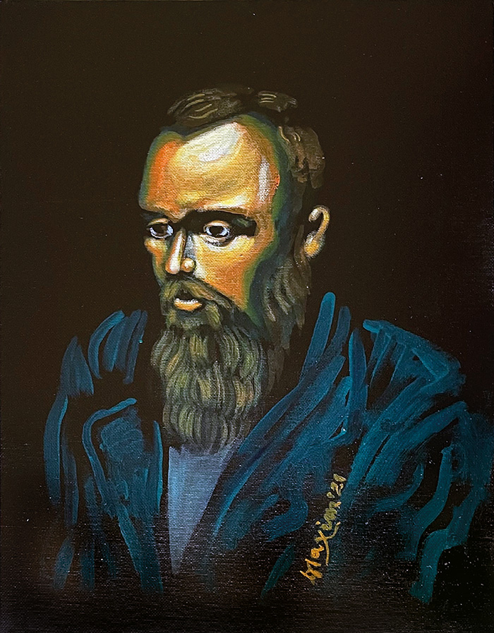 Dostoevsky, acrylic on canvas, by Bishop Maxim, 2021