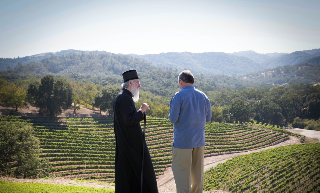 His Holiness Patriarch Irinej visits with Rick.