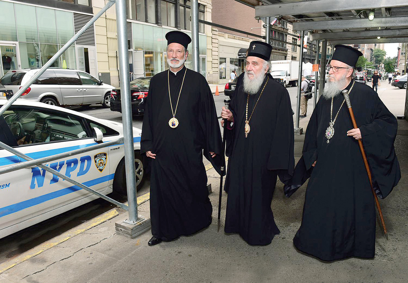 Patriarch Irinej, archbishop Demetrios, bishop Irinej