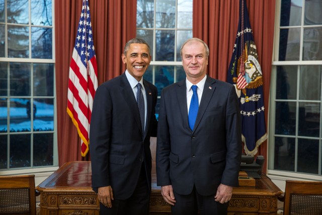Ambassador Extraordinary and Plenipotentiary of the Republic of Serbia to the United States H.E. Djerdj Matkovic presented his credentials on February 23, 2015 to the President of  the United States H.E. Barack Obama