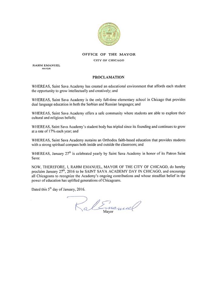 The complete text of the Mayor's proclamation